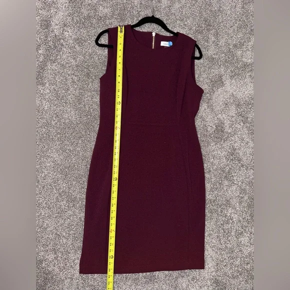 Calvin Klein Sleeveless Scuba Crepe Sheath Dress, Deep Burgundy, Size 12 - Picture 11 of 12